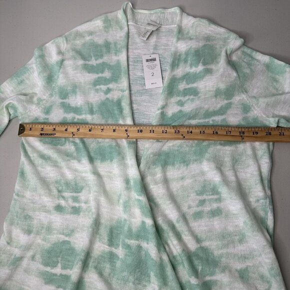 NWT Chicos Zenergy Cardigan Tie Dye Penelope Mint Seaglass Tie Front Large - Picture 6 of 9